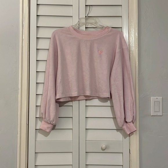 Stoney Clover Lane x Target Cropped Sweatshirt in Pink - Picture 3 of 7